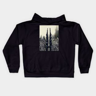 Ceto hindu Temple in mist painting Kids Hoodie